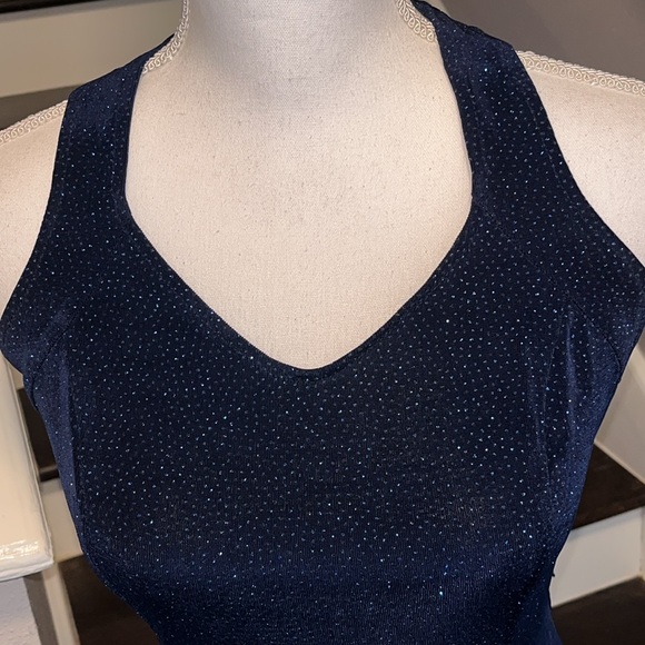 Susan Roselli for Vijack Navy Blue Sparkling Effect Long Gown. Unique Back Sm - Picture 10 of 16